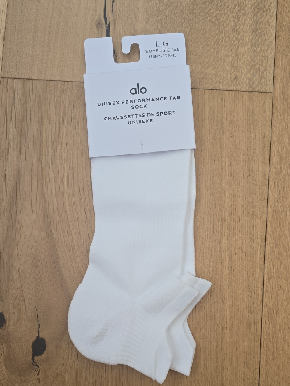 ALO Yoga White Unisex Performance Tab Socks Size L Women's 12-16.5 Men's 10.5-15